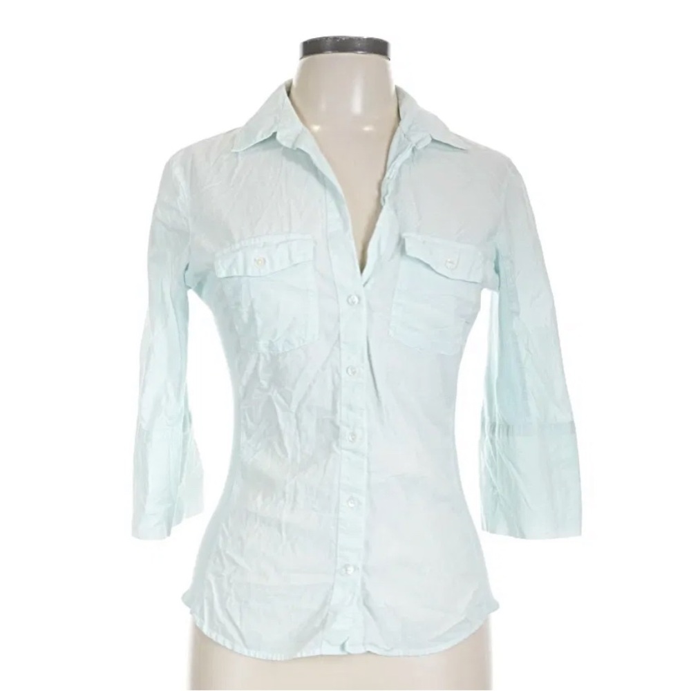 James Perse Blue SHEER SLUB SIDE PANEL SHIRT